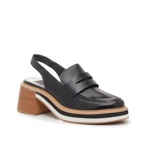 DOLCE VITA Hines Slingback Loafer Stacked Block Heel Black Sz 7.5 NWOB